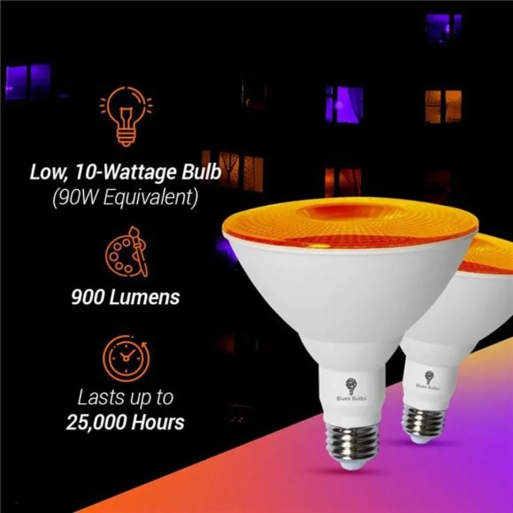 Bulbs 2 Pack LED Par38 Flood Orange Light Bulb-10W (90Watt Equivalent) -Dimmable